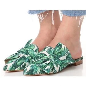 SCHUTZ Green Leaf Print Flats